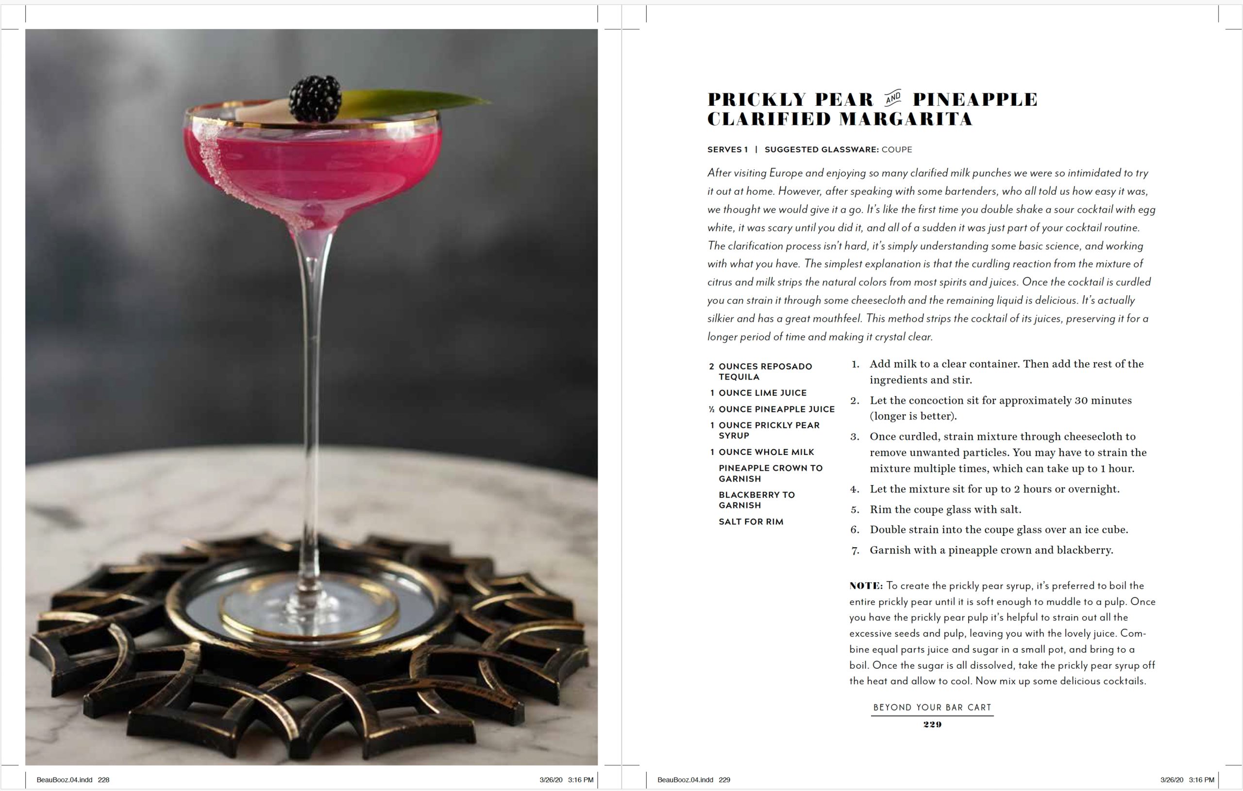 7 Prickly Pear and Pineapple Clarified Margarita Beautiful Booze Book Cocktail